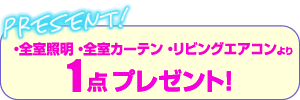 ・全室照明・全室カーテン・リビングエアコンより1点プレゼント！