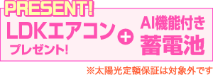 LDKエアコン+AI機能付き蓄電池 プレゼント！
